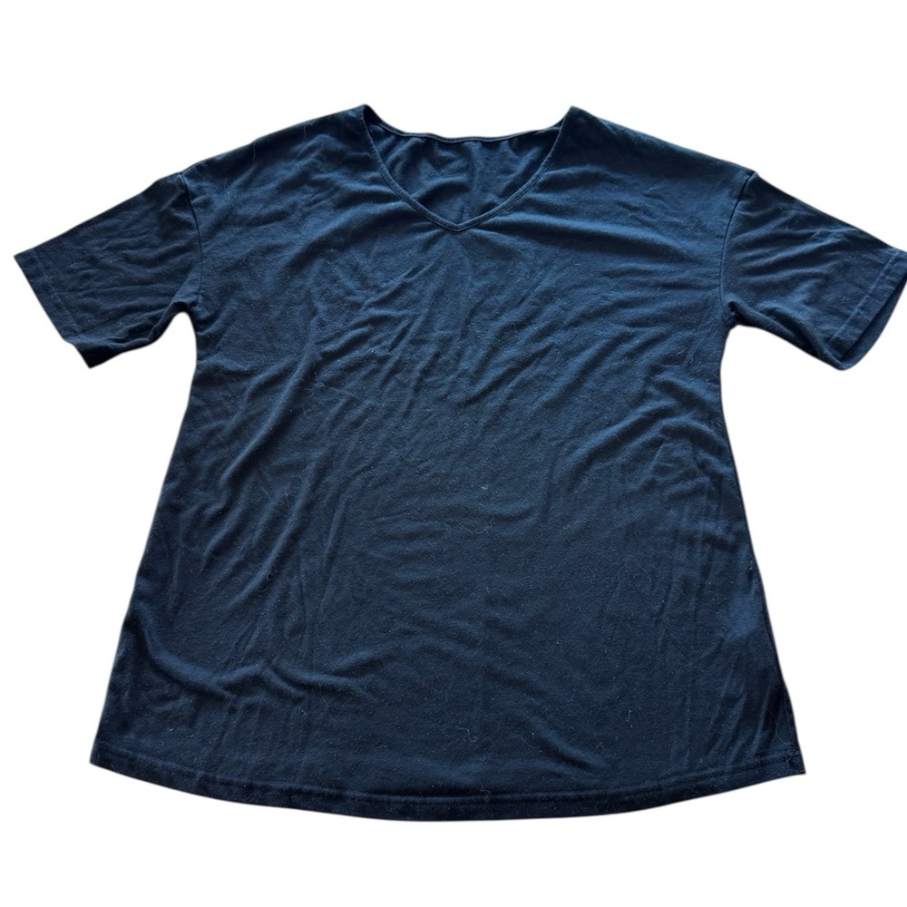 Black Women's Short Sleeve V-Neck T-Shirt L